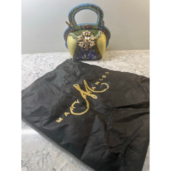 Mary Frances Beaded Handbag Hard Case Purse Jewels Flowers Shells 8 1/2"x 8" JL - Picture 2 of 14